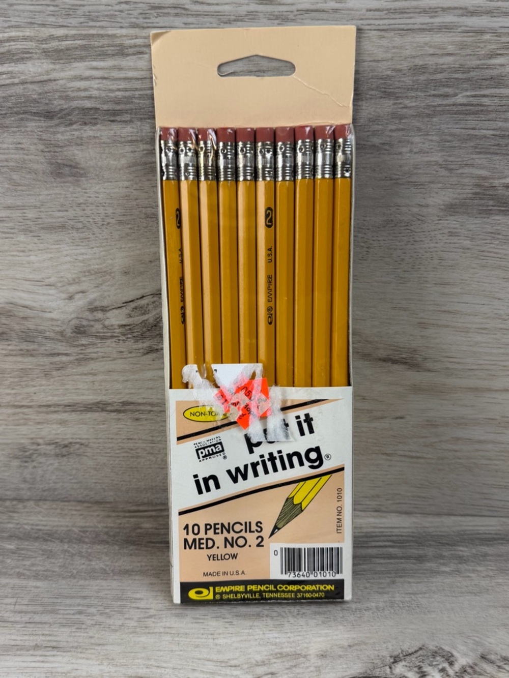 Vintage Empire Pencil Corporation Medium No. 2 Yellow Pencils Pack of 10 New